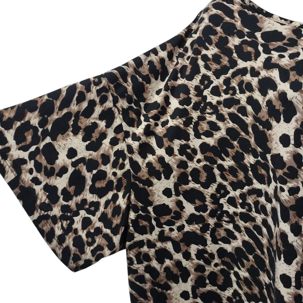 Emery Rose Womens Leopard Print Pullover Stretch Soft Blouse Plus Size 4XL - Picture 4 of 8